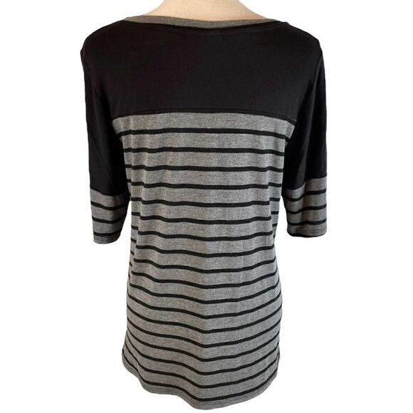 Valerie Bertinelli Short Sleeve Striped Scoop Neck Tee - Picture 4 of 8